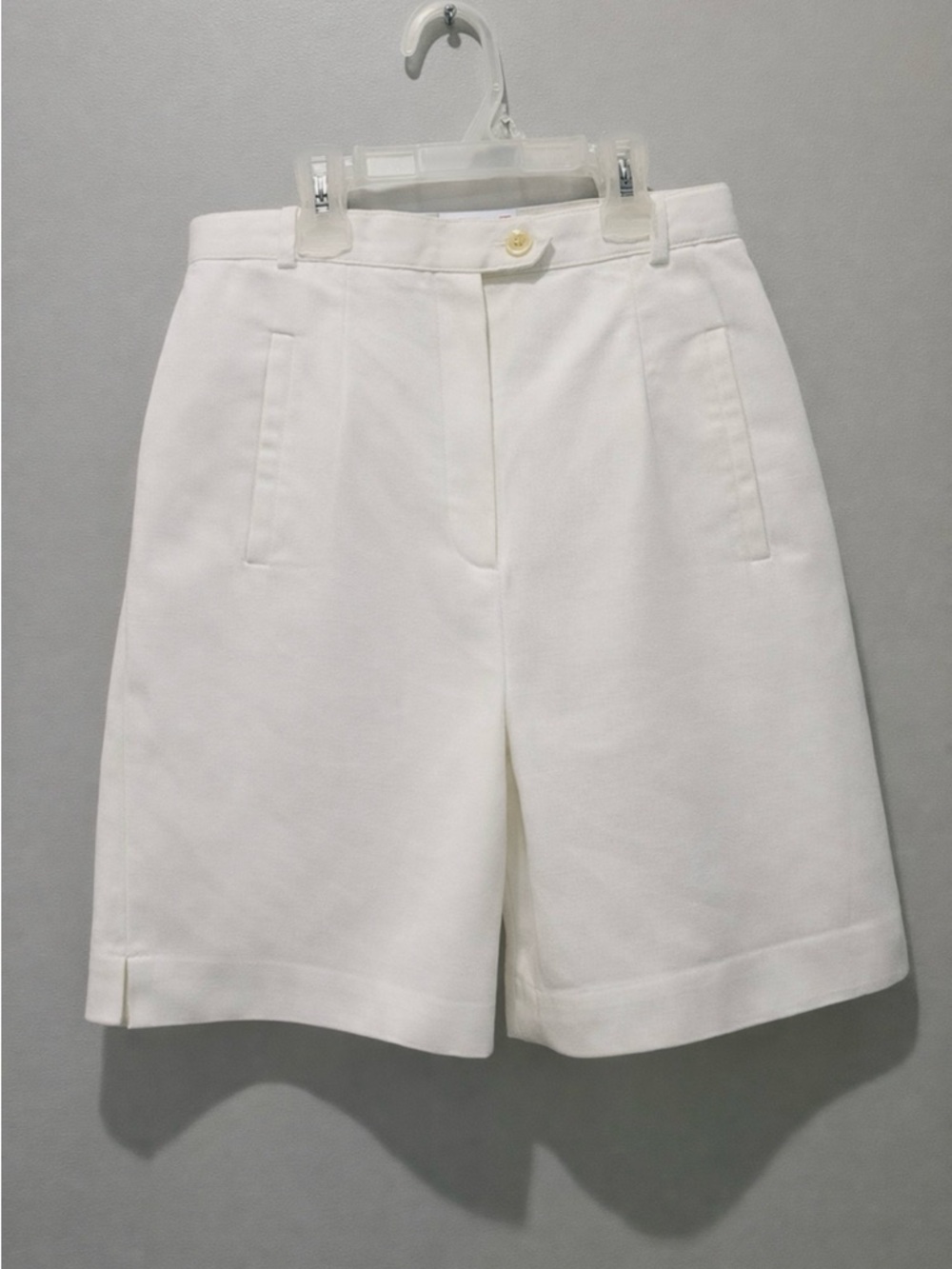 Vintage Talbots Petites 10 Linen Shorts White Flat Front Side Pockets Summer Sm